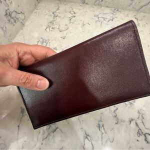 Vintage Elegant cognac Brown Leather checkbook Wallet